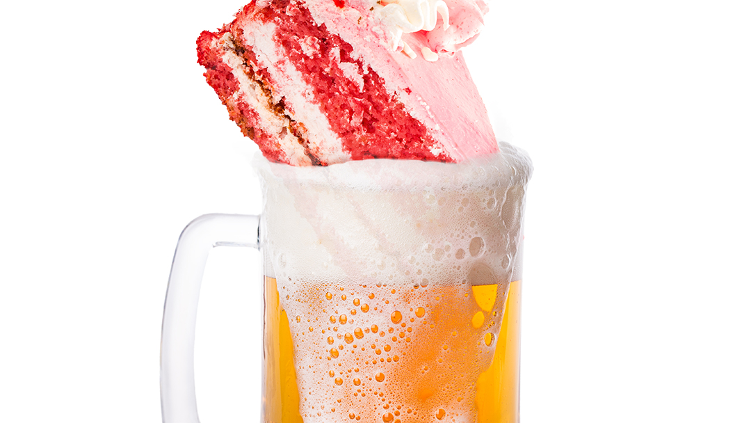 Beer stein with cake in it