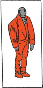 Illustration of Kanye in an orange outfit.