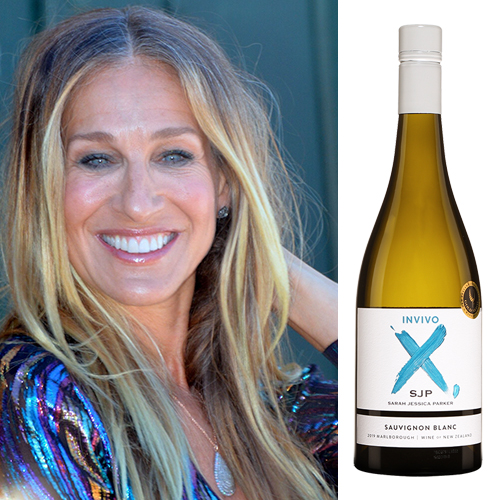 Sarah Jessica Parker and a bottle of her Sauvignon Blanc wine
