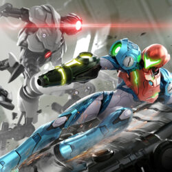 A still from the video game Metroid Dread