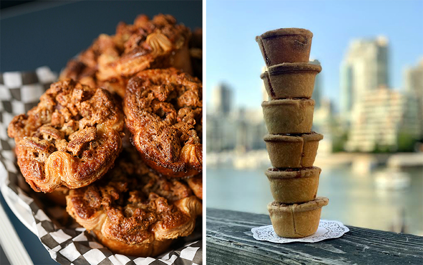 Butter tarts from The Pie Hole (left) and A La Mode Granville Island (right).