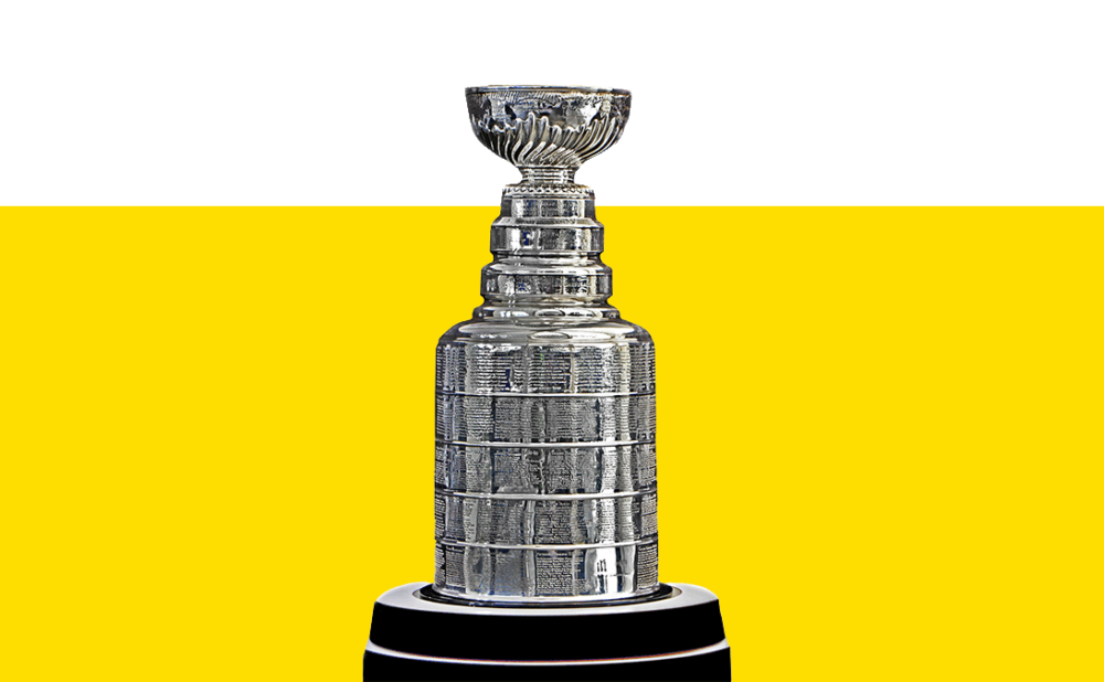 Stanley Cup on yellow background