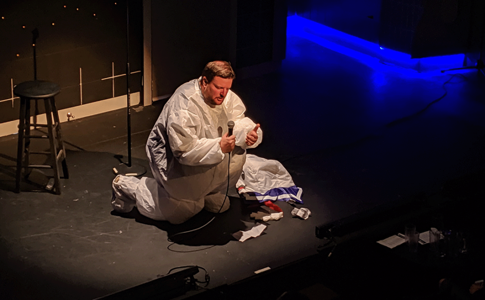 Mark Forward in a Stay Puft Marshmallow Man costume at JFL42 2019 (Photo by William Molls)
