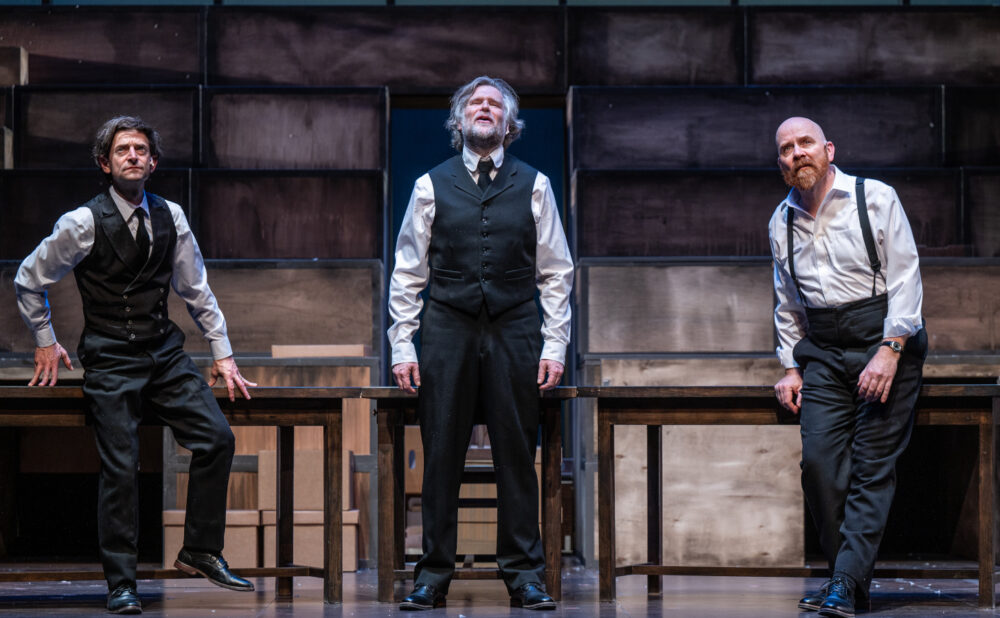 Graeme Somerville, Jordan Pettle, Ben Carlson in The Lehman Trilogy (Photos by Dahlia Katz)