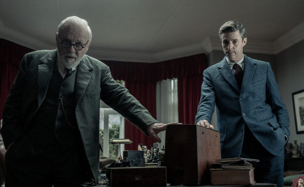 Anthony Hopkins as Sigmund Freud, Matthew Goode as C.S. Lewis in FREUD'S LAST SESSION, Photo credit Patrick Redmond, Photo courtesy of Sony Pictures Classics.