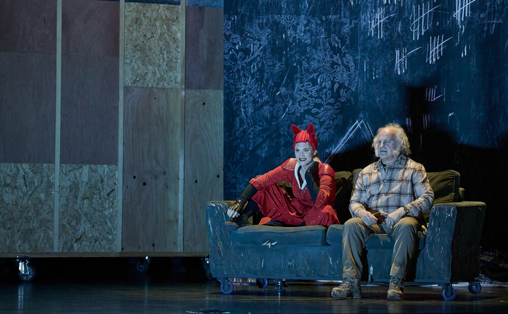 Jane Archibald as the Vixen and Christopher Purves as the Forester in The Cunning Little Vixen (Photo Michael Cooper)