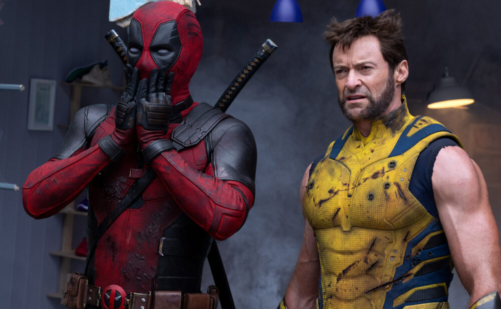 (L-R): Ryan Reynolds as Deadpool/Wade Wilson and Hugh Jackman as Wolverine/Logan in 20th Century Studios/Marvel Studios' DEADPOOL & WOLVERINE. Photo by Jay Maidment. © 2024 20th Century Studios / © and ™ 2024 MARVEL.