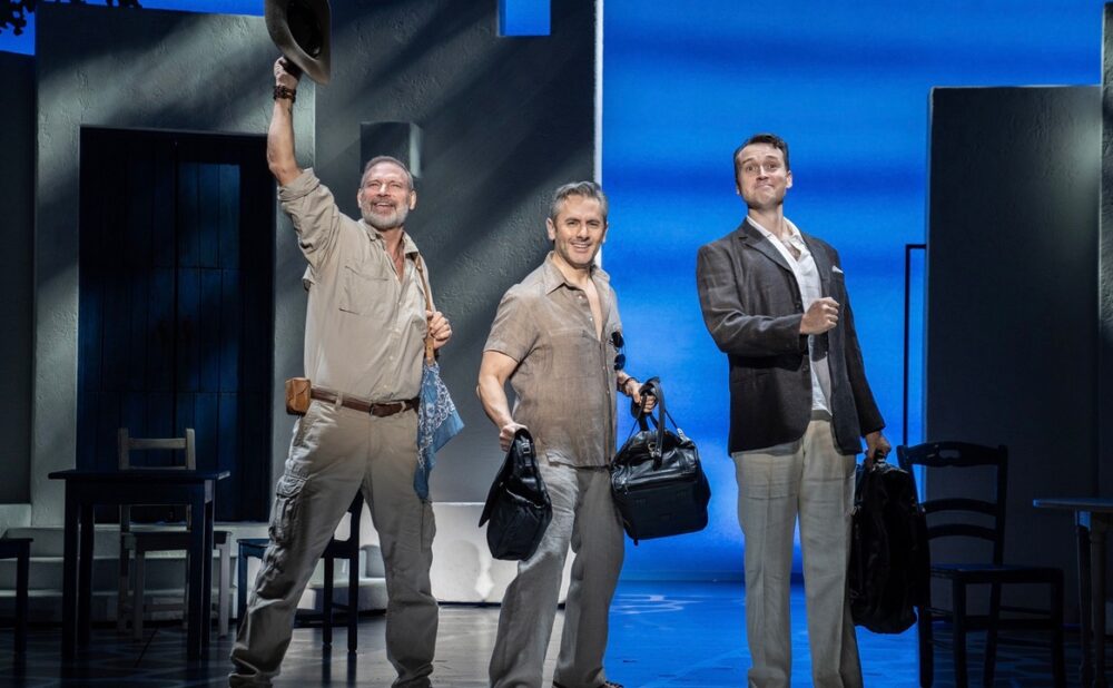 (L to R) Jim Newman (Bill Austin), Victor Wallace (Sam Carmichael), and Rob Marnell (Harry Bright). Photo Credit: Joan Marcus